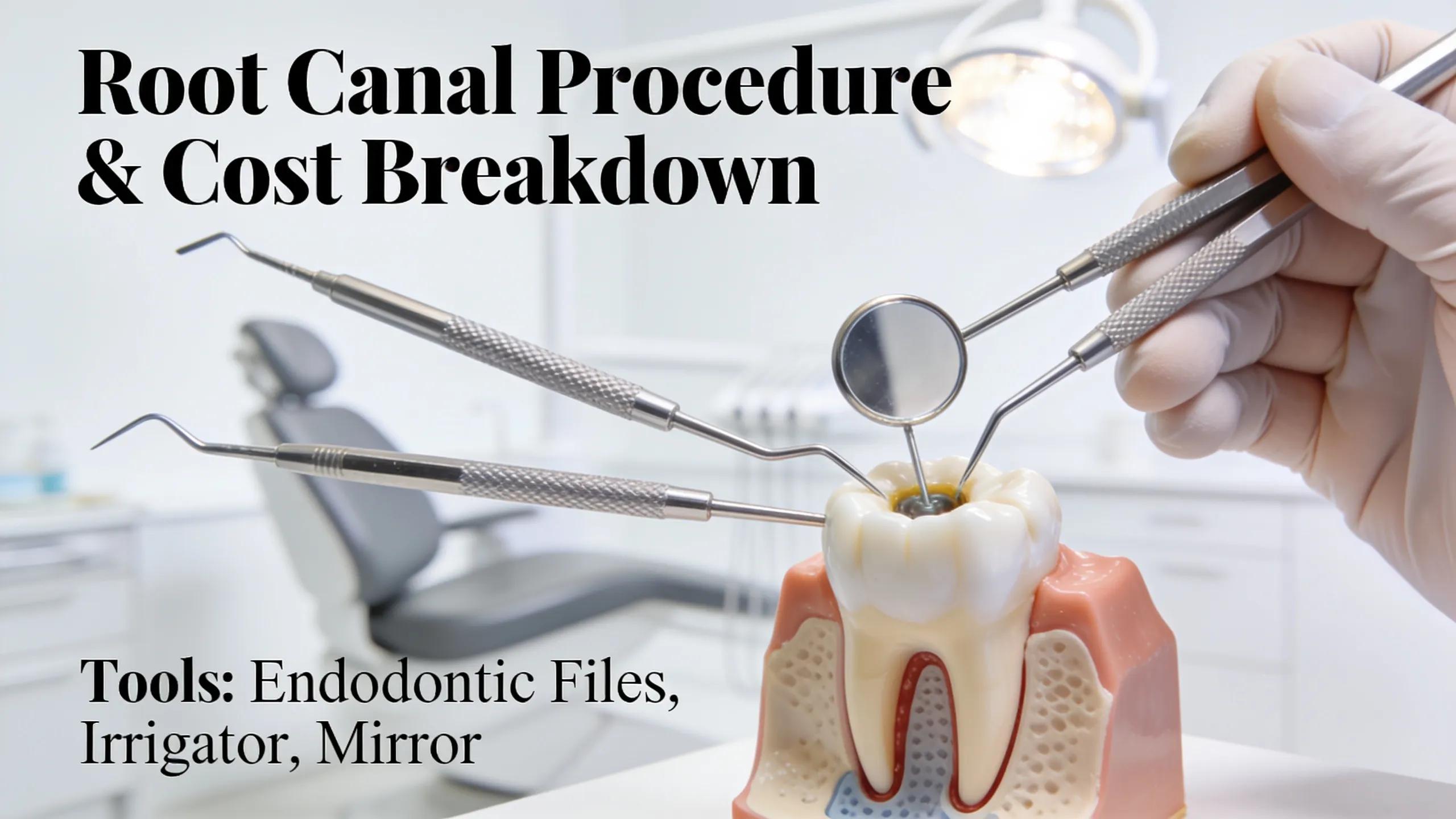 Dentist performing a root canal procedure in a clinic, focusing on the costs of emergency dental care