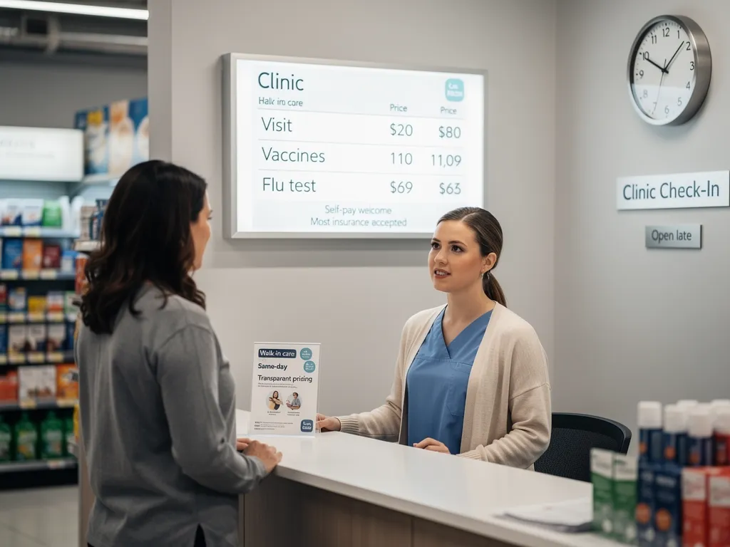 Nurse practitioner treating a patient at a retail pharmacy clinic